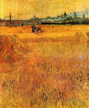 ヴィンセント・ヴァン・ゴッホ Painting - アルルの麦畑からの眺め フィンセント・ファン・ゴッホ